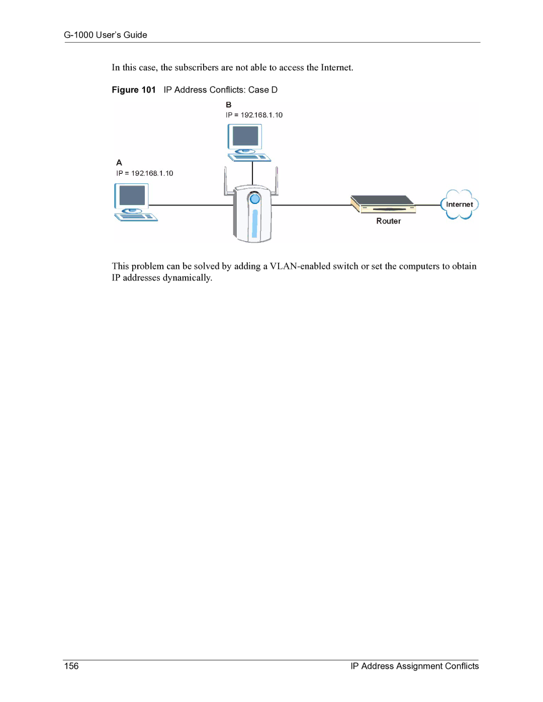 ZyXEL Communications G-1000 manual IP Address Conflicts Case D, IP Address Assignment Conflicts 