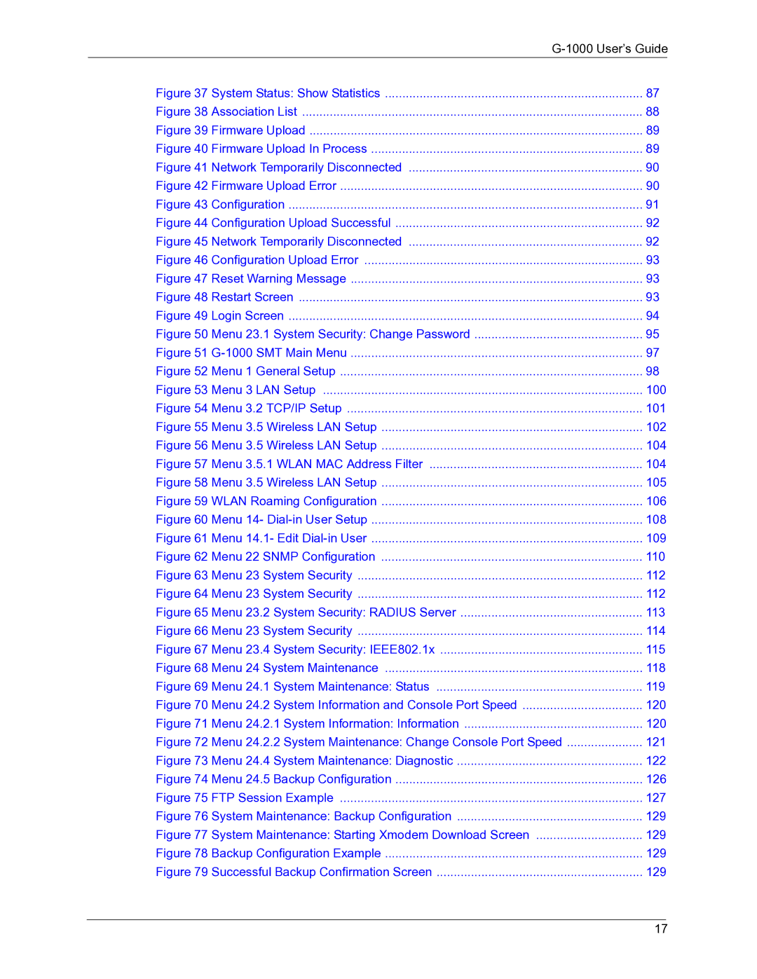 ZyXEL Communications G-1000 manual Menu 24.2 System Information and Console Port Speed 120 