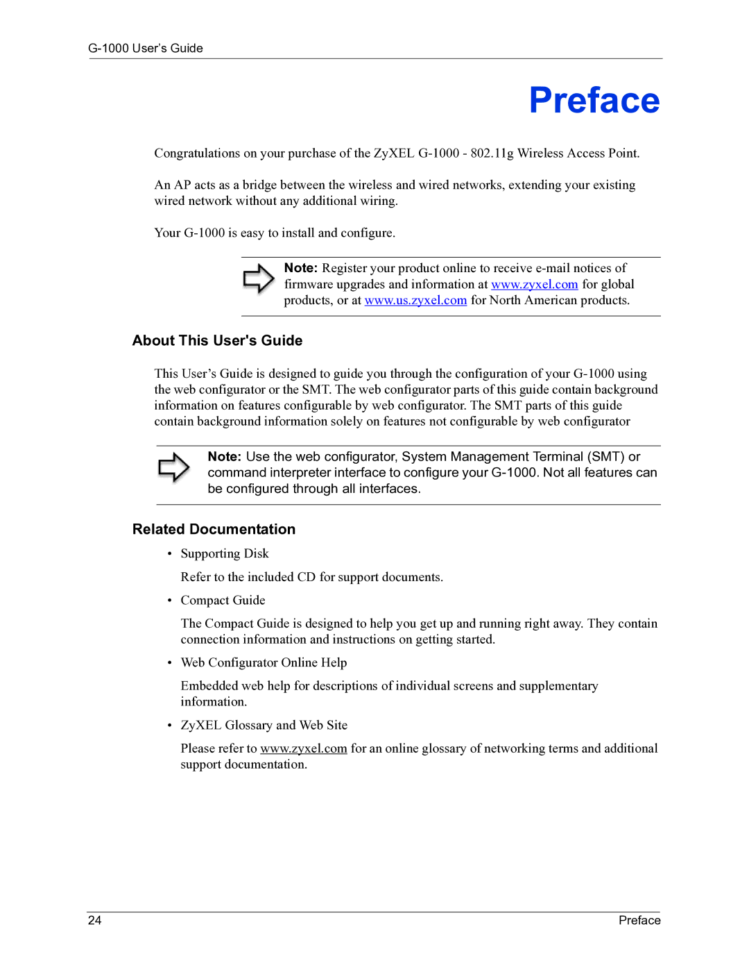 ZyXEL Communications G-1000 manual Preface 