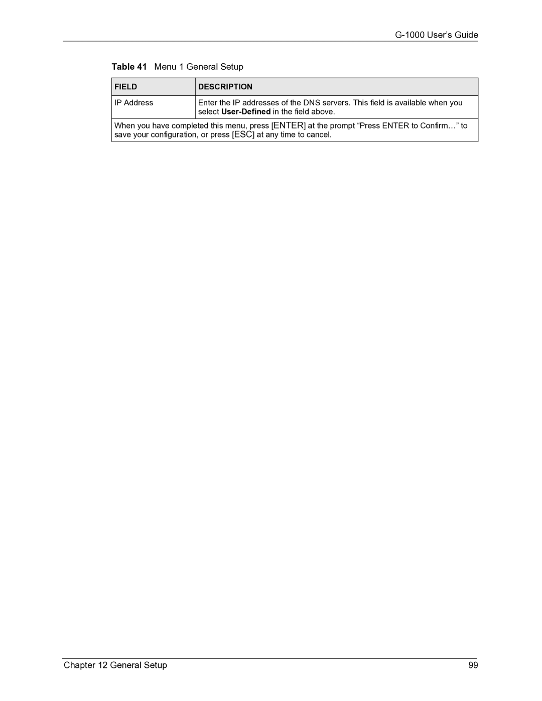 ZyXEL Communications G-1000 manual User’s Guide 