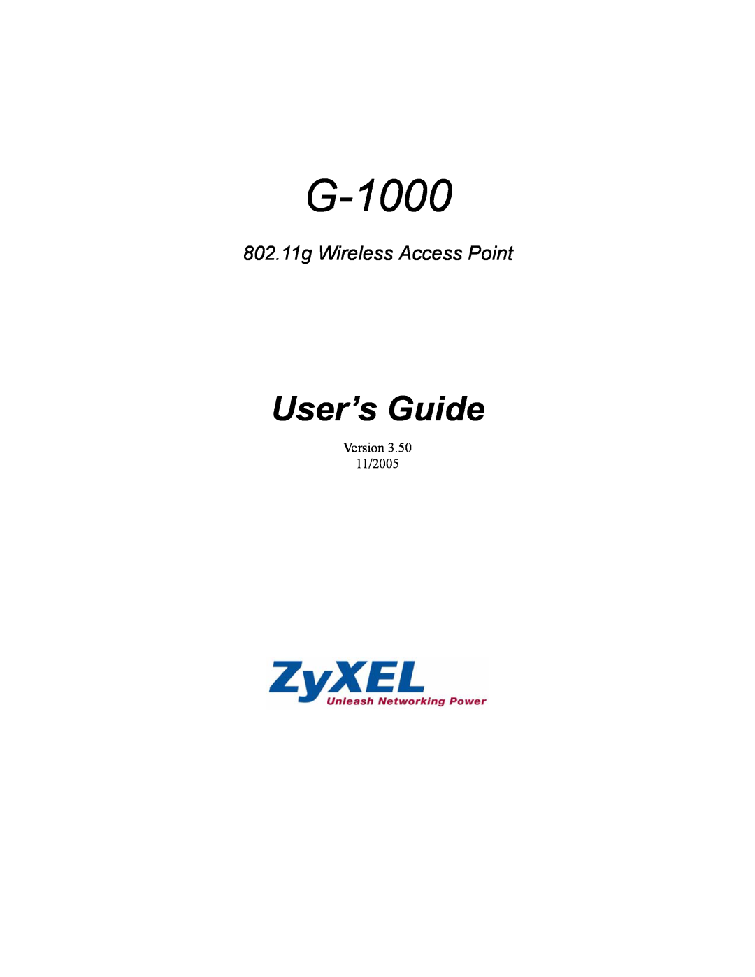 ZyXEL Communications G-1000 manual User’s Guide, 802.11g Wireless Access Point 