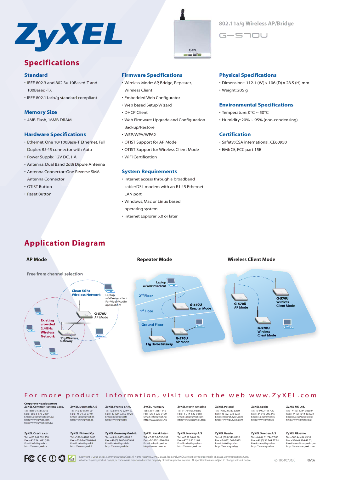 ZyXEL Communications G-570U manual Specifications, Application Diagram 