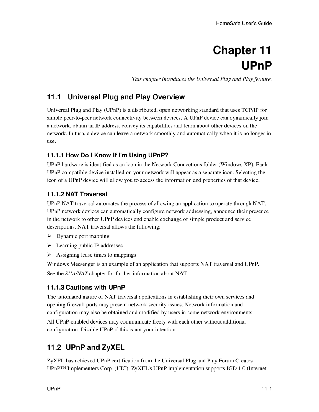 ZyXEL Communications HS100/HS100W manual Chapter UPnP, Universal Plug and Play Overview, UPnP and ZyXEL, NAT Traversal 