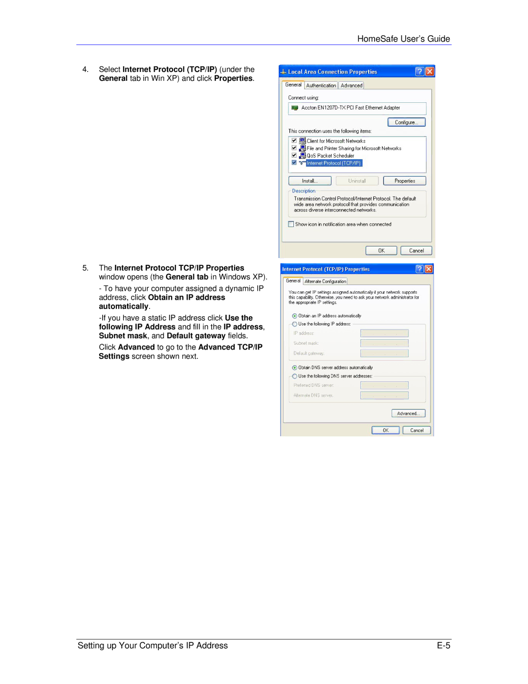 ZyXEL Communications HS100/HS100W manual Click Advanced to go to the Advanced TCP/IP 