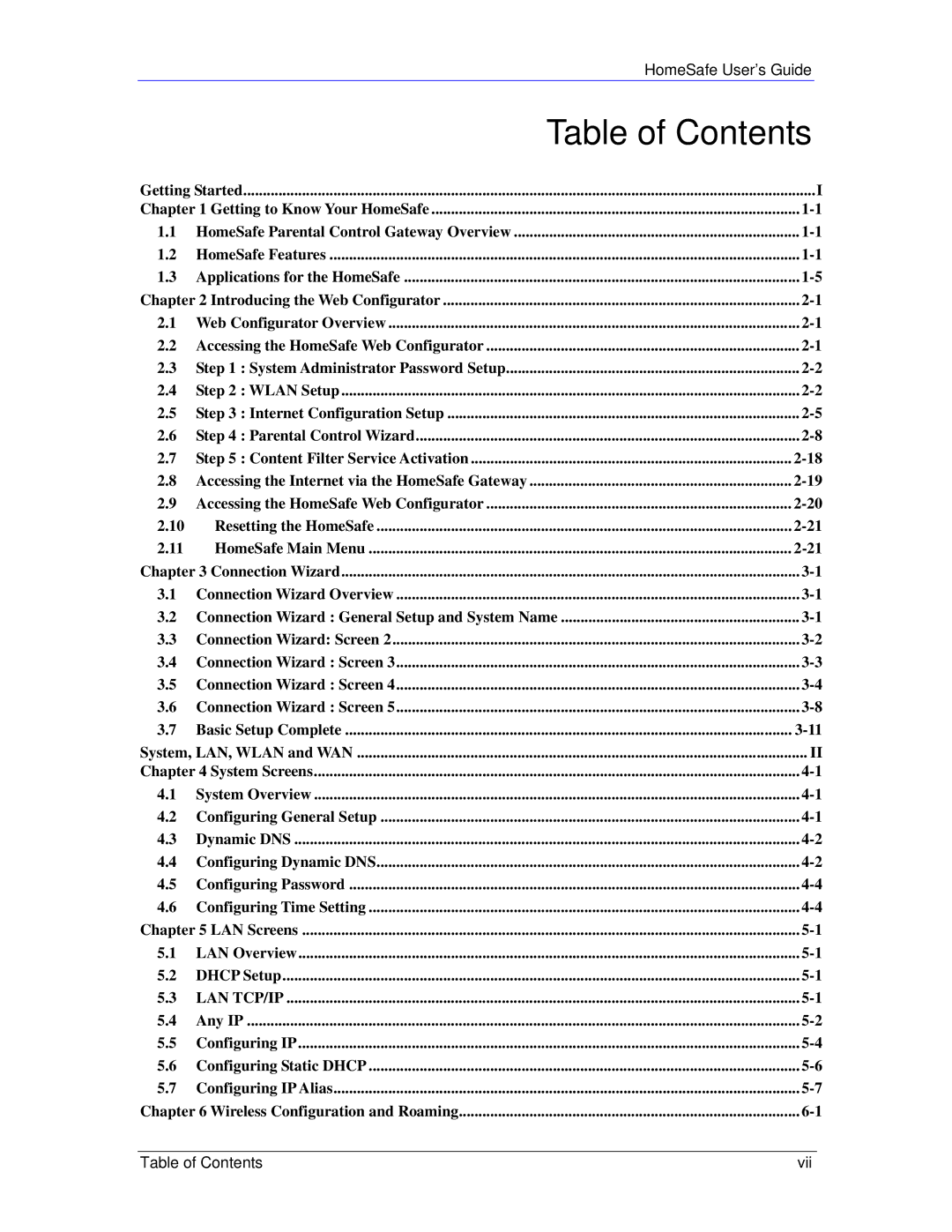 ZyXEL Communications HS100/HS100W manual Table of Contents 