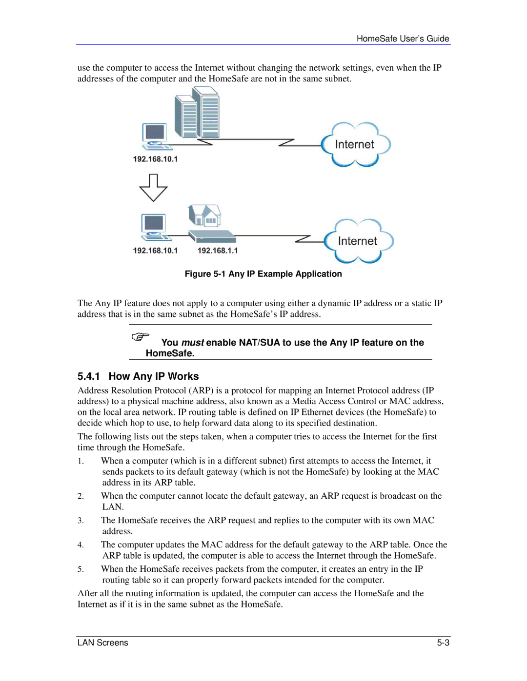 ZyXEL Communications HS100/HS100W manual How Any IP Works, Any IP Example Application 