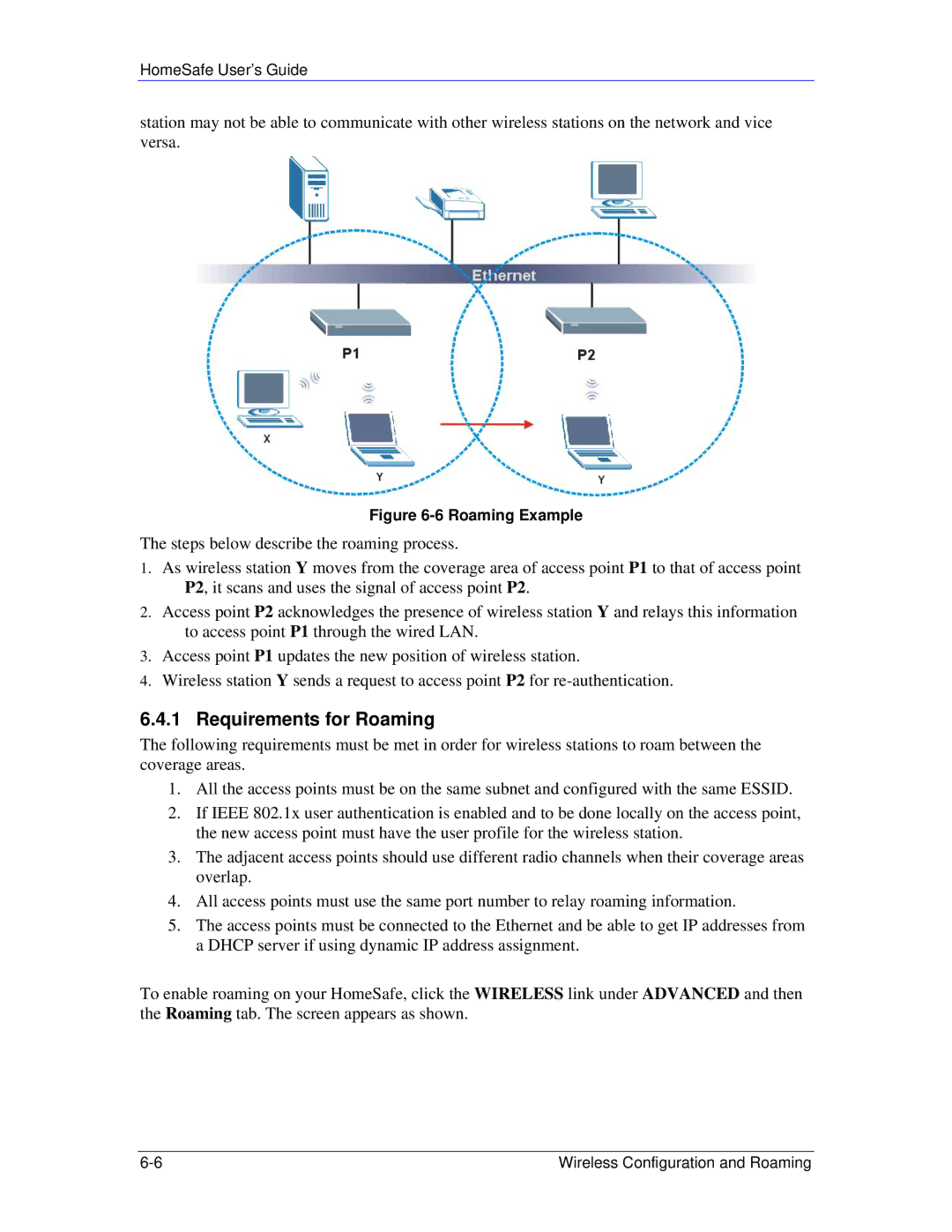 ZyXEL Communications HS100/HS100W manual Requirements for Roaming, Roaming Example 