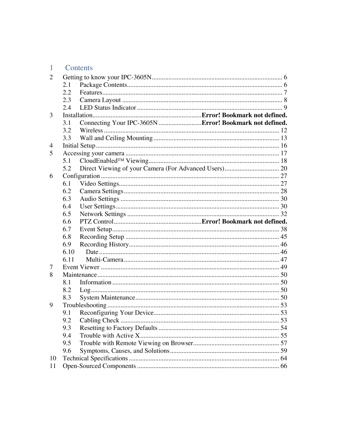 ZyXEL Communications IPC-3605N manual Contents 