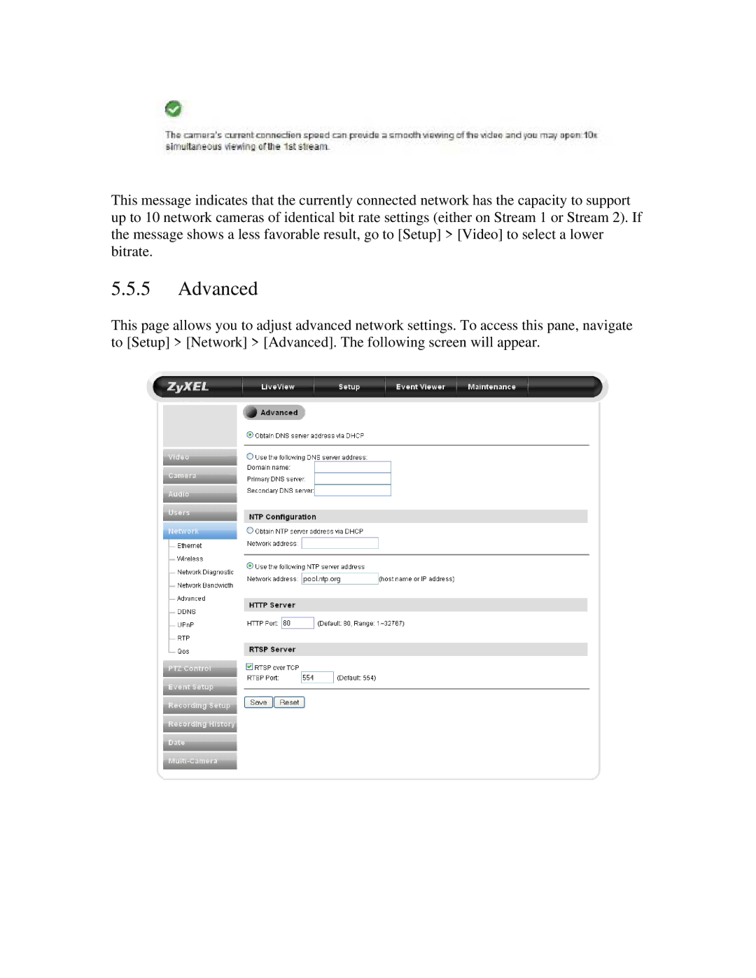 ZyXEL Communications IPC-3605N manual Advanced 