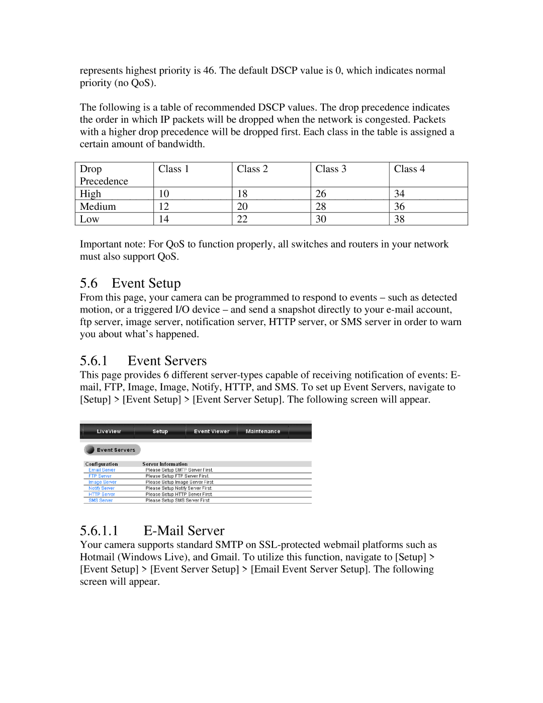 ZyXEL Communications IPC-3605N manual Event Setup, Event Servers, Mail Server 