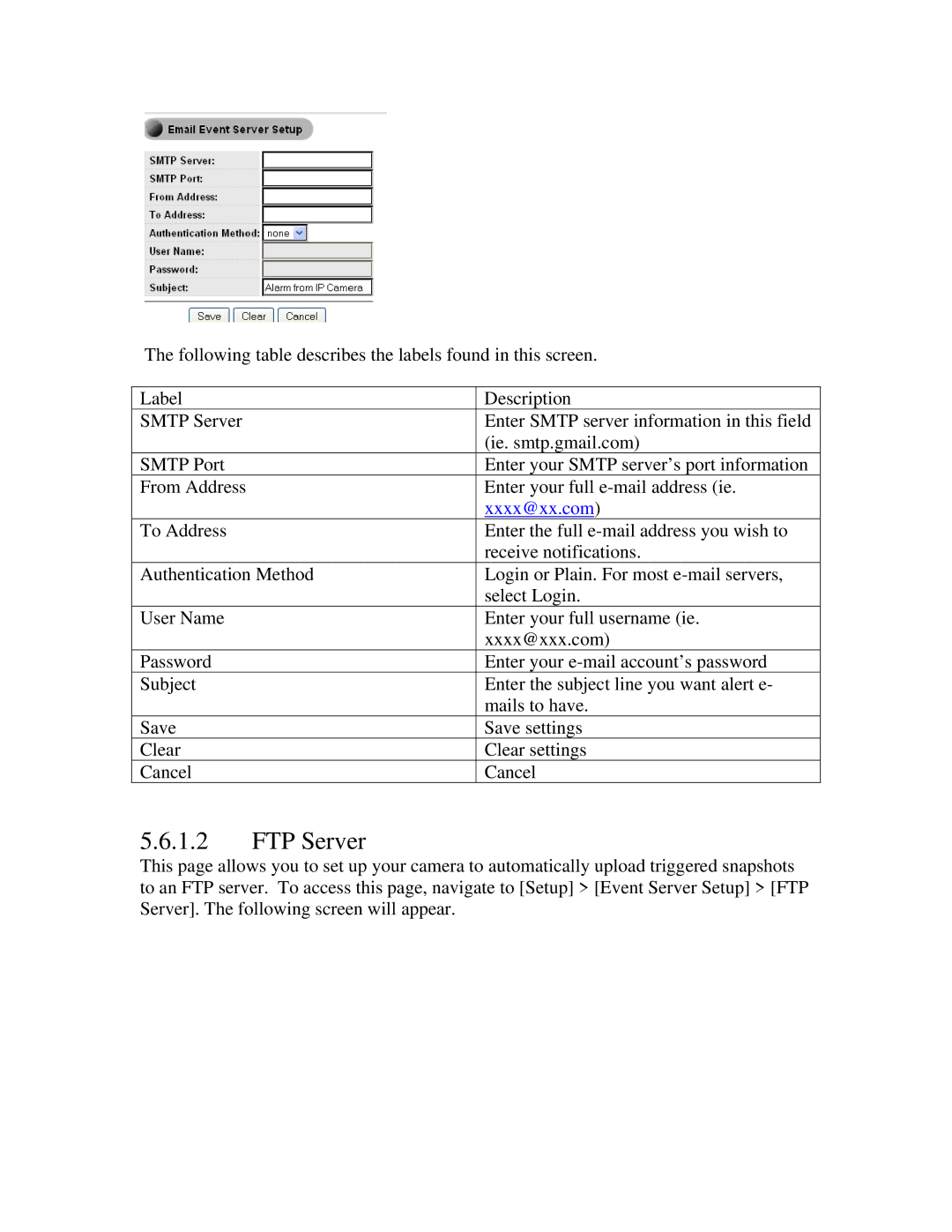 ZyXEL Communications IPC-3605N manual FTP Server, Xxxx@xx.com 