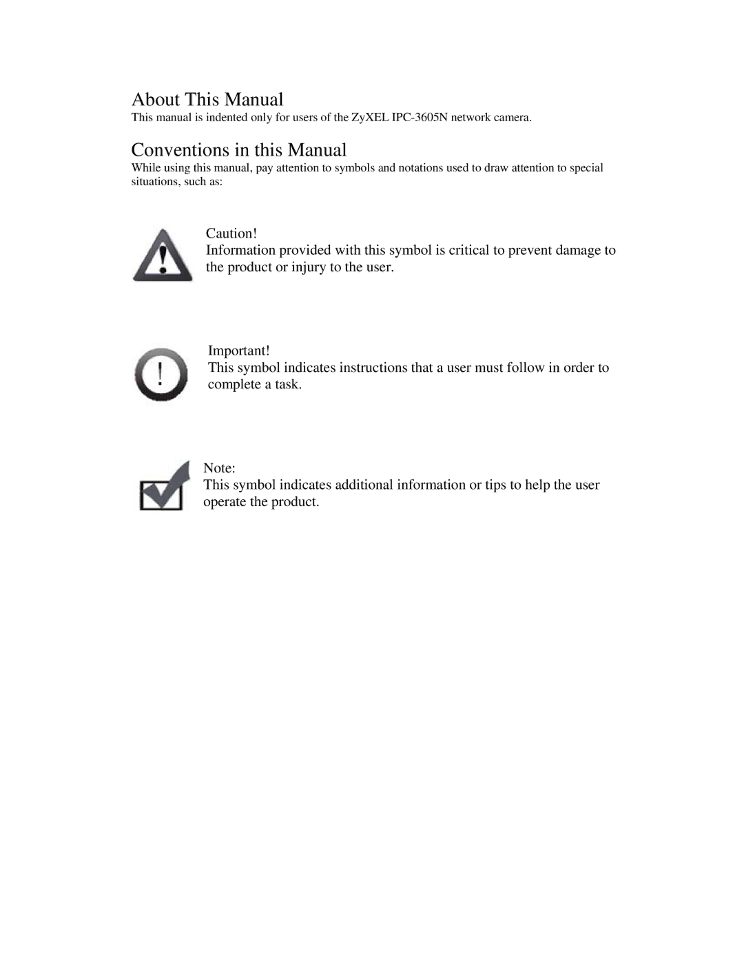 ZyXEL Communications IPC-3605N manual About This Manual, Conventions in this Manual 