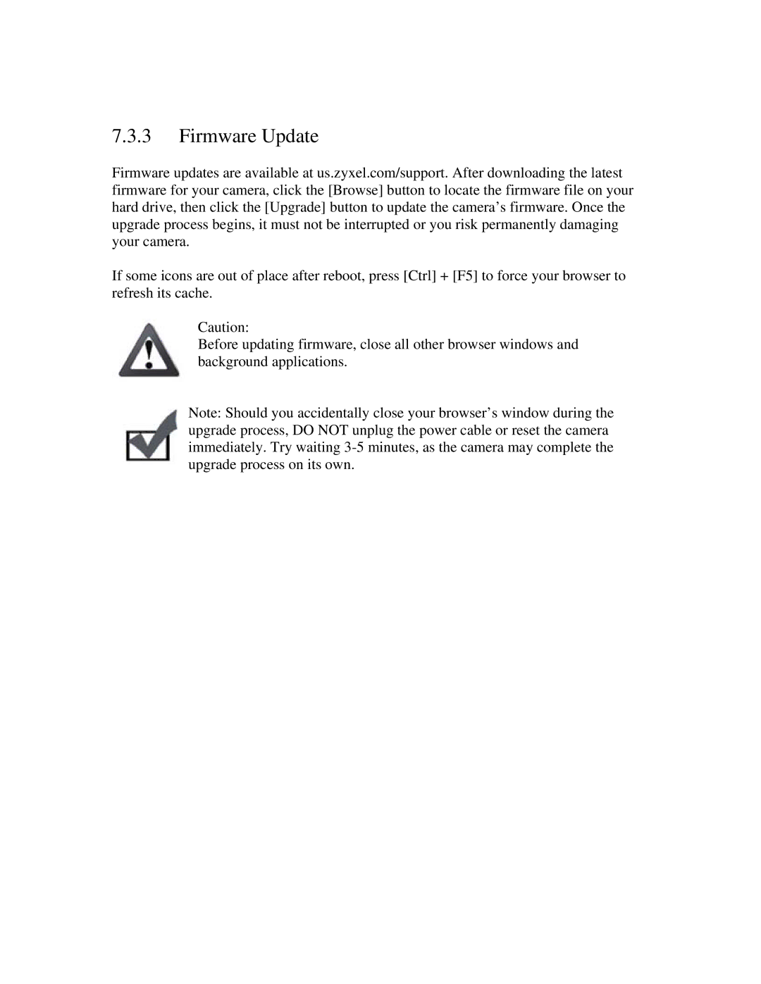 ZyXEL Communications IPC-3605N manual Firmware Update 