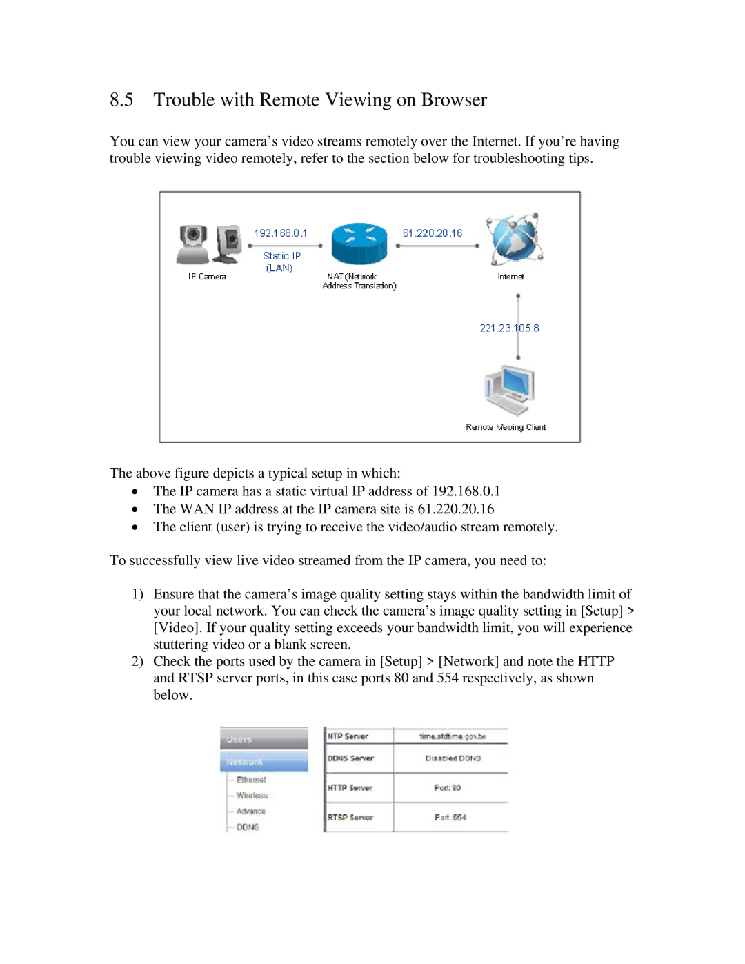 ZyXEL Communications IPC-3605N manual Trouble with Remote Viewing on Browser 