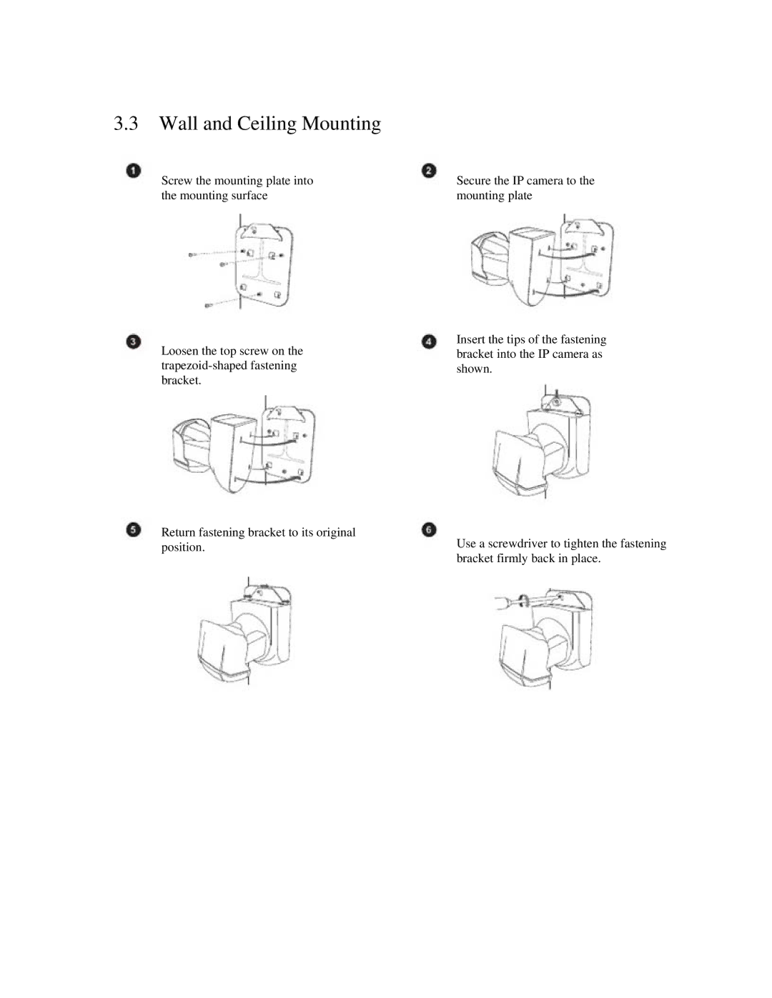 ZyXEL Communications IPC-4605N manual Wall and Ceiling Mounting 