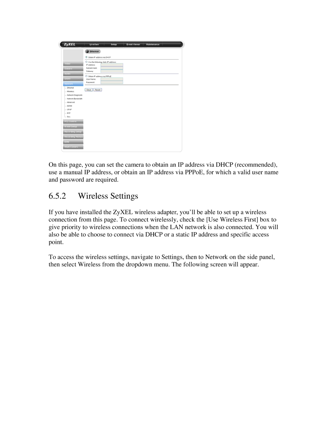 ZyXEL Communications IPC-4605N manual Wireless Settings 