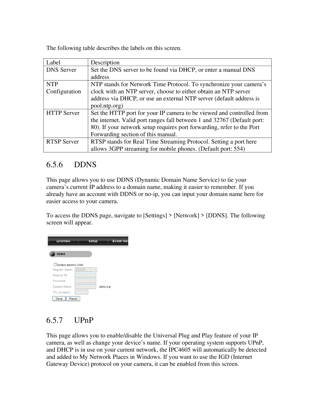 ZyXEL Communications IPC-4605N manual Ddns, UPnP 