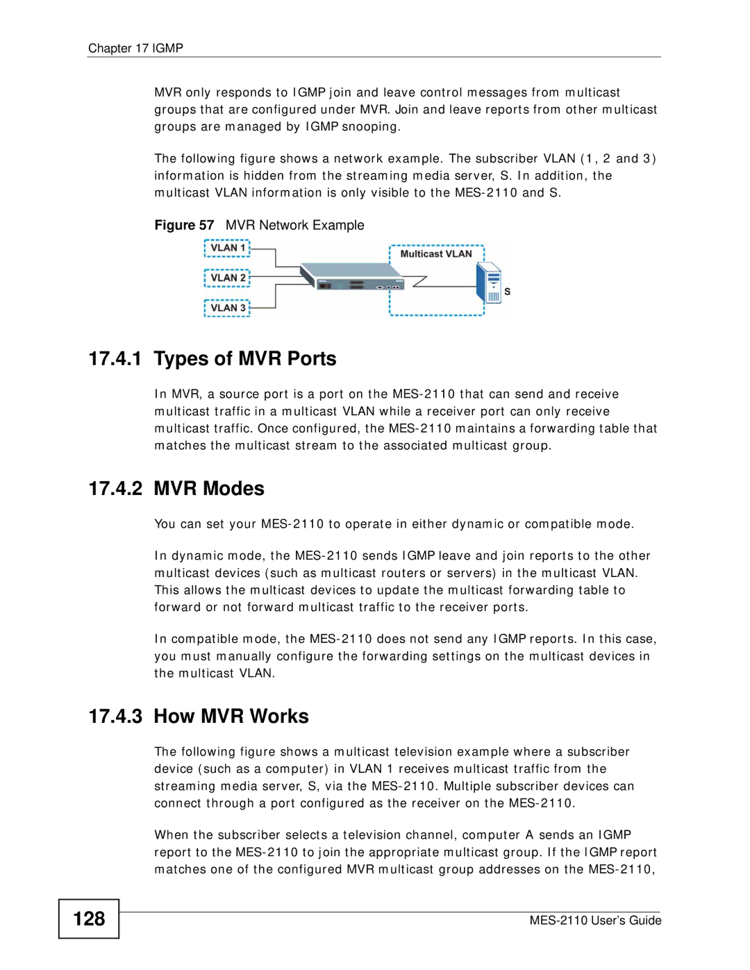 ZyXEL Communications MES-2110 manual Types of MVR Ports, MVR Modes, How MVR Works 128 