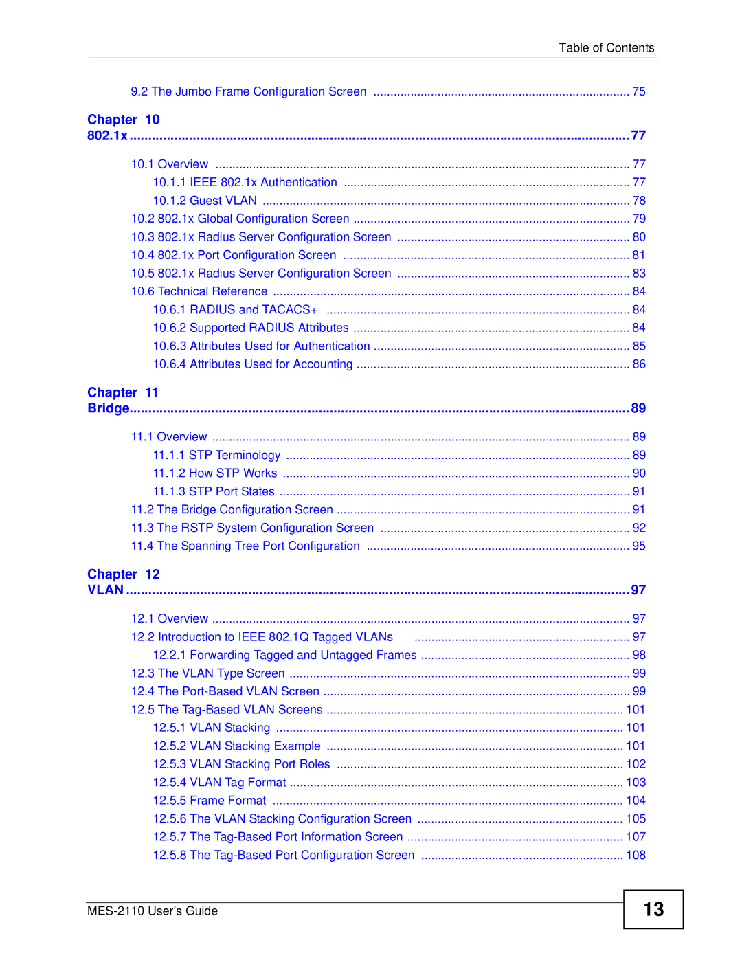 ZyXEL Communications MES-2110 manual 10.1 