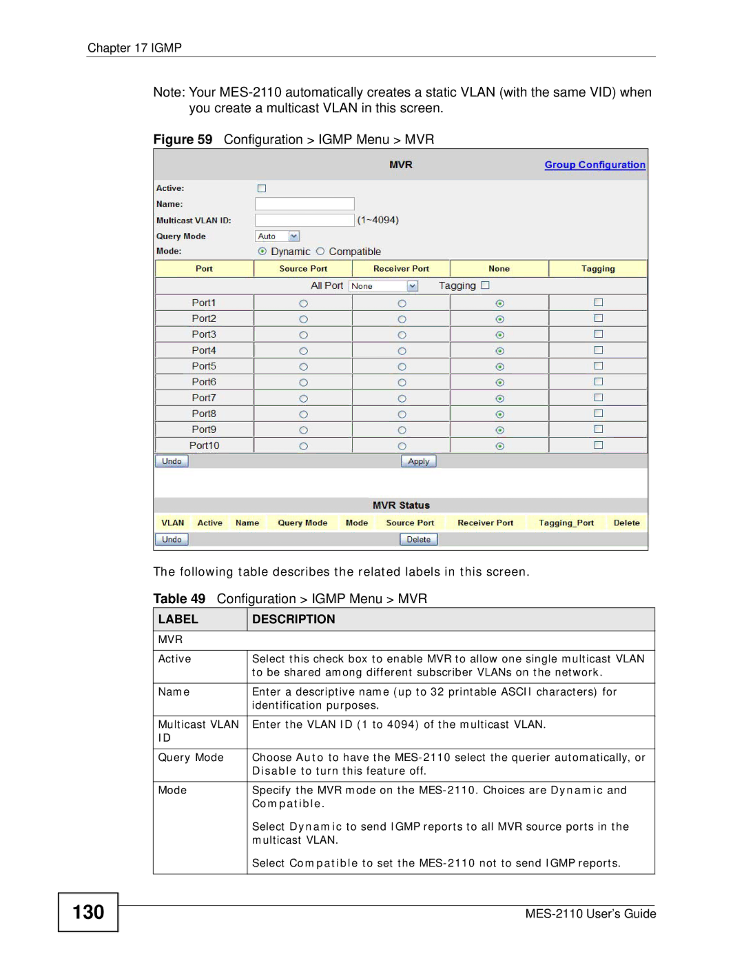 ZyXEL Communications MES-2110 manual 130, Disable to turn this feature off 