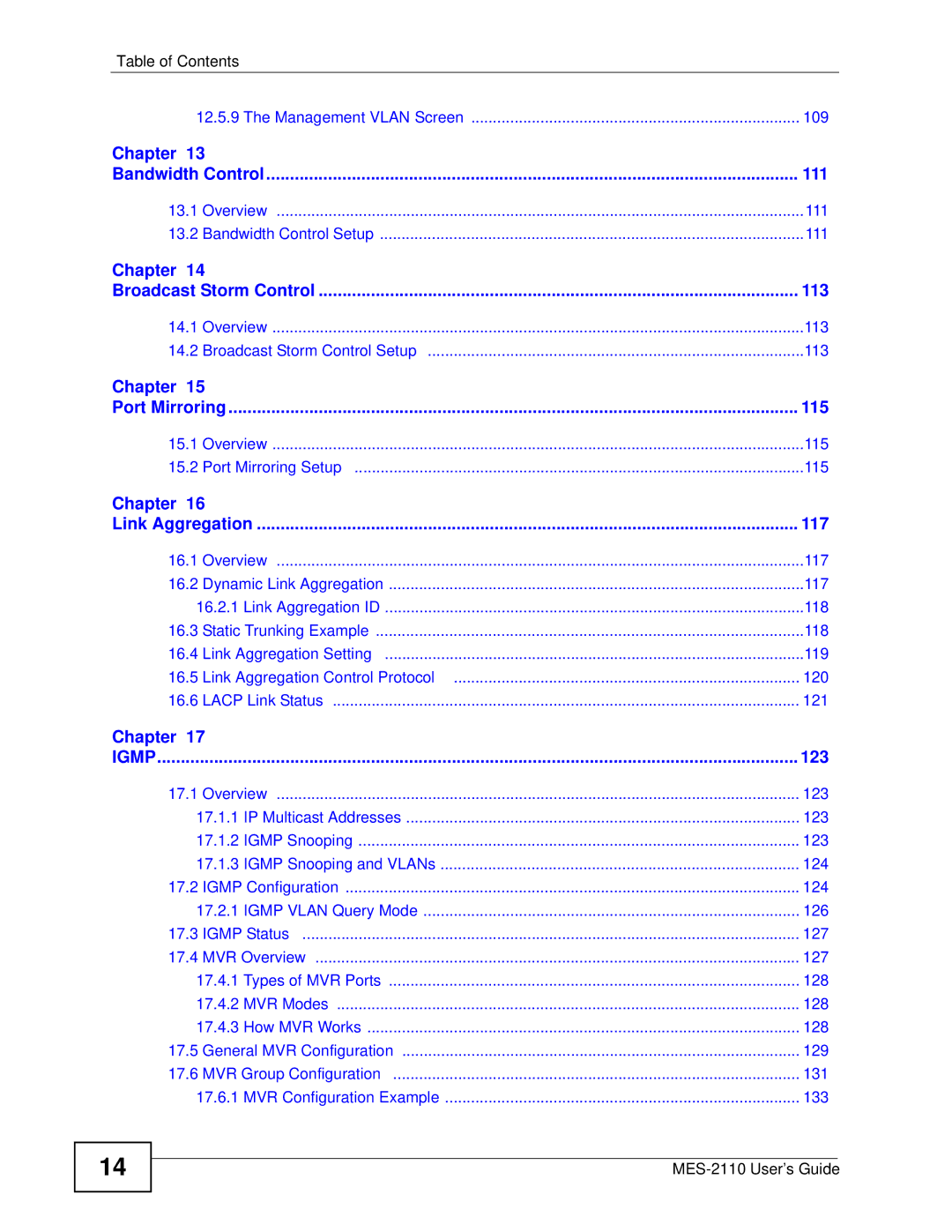 ZyXEL Communications MES-2110 manual Igmp 