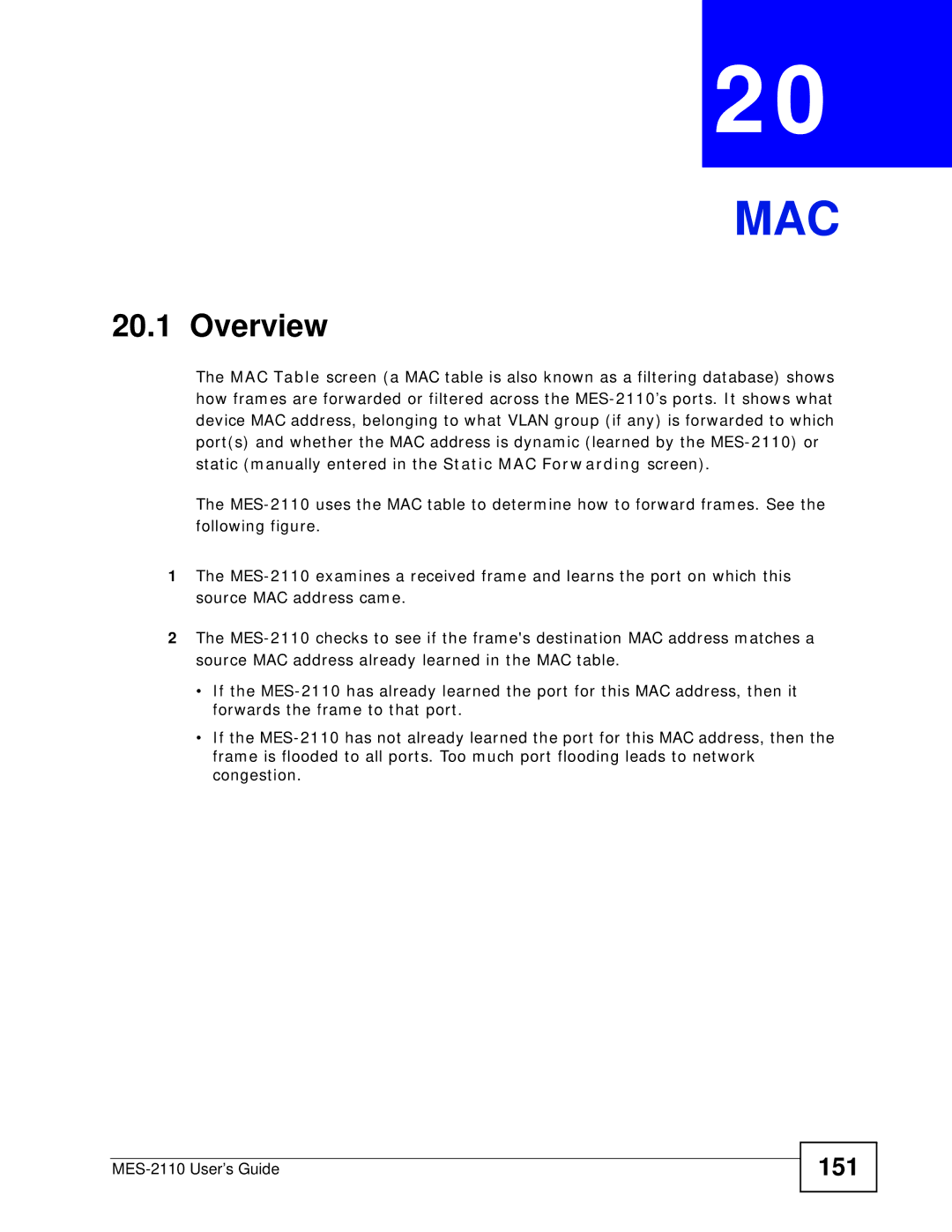 ZyXEL Communications MES-2110 manual Mac, 151 