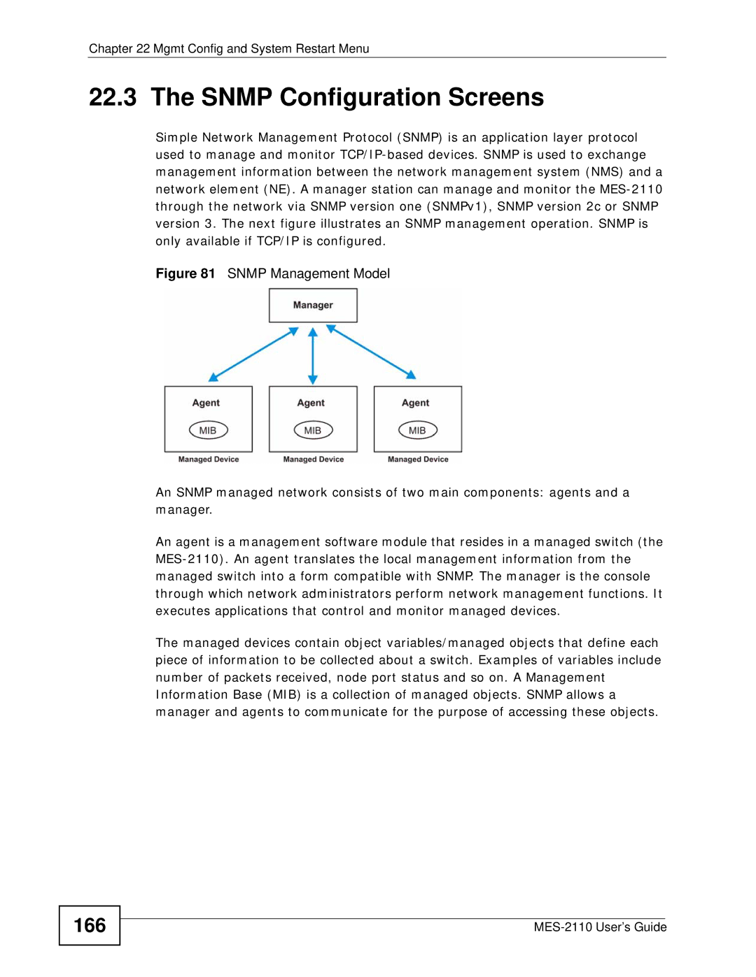 ZyXEL Communications MES-2110 manual Snmp Configuration Screens, 166 