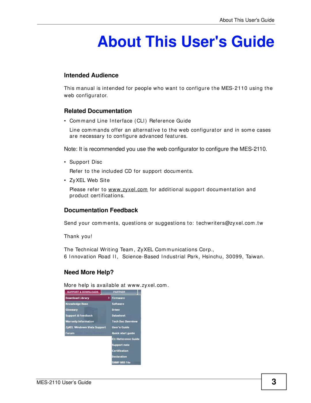 ZyXEL Communications MES-2110 manual About This Users Guide, Intended Audience 