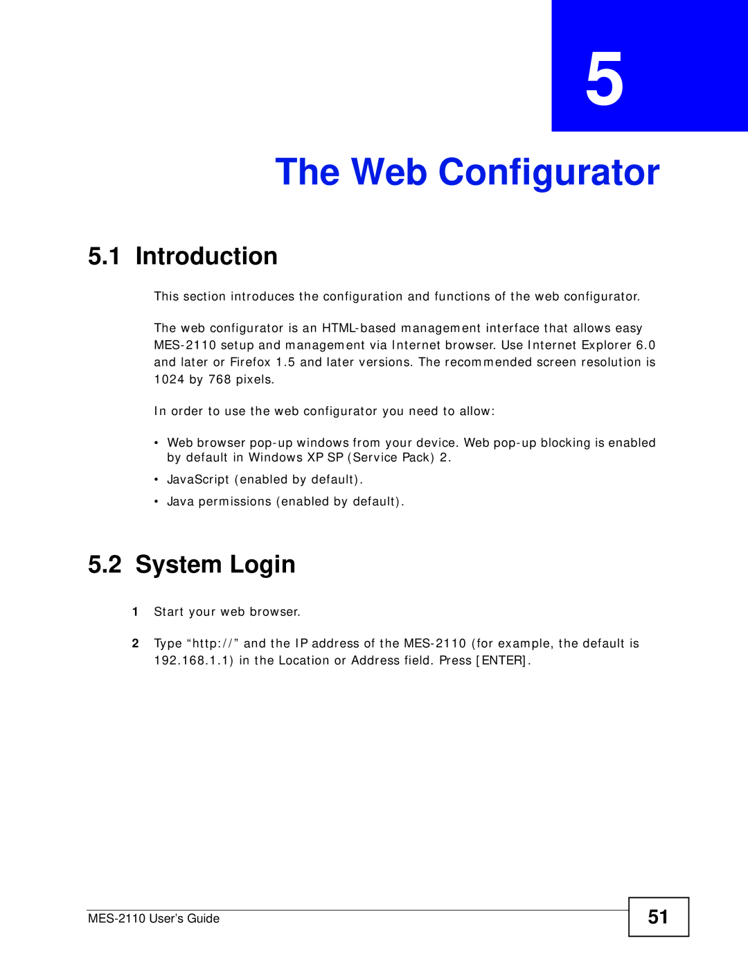 ZyXEL Communications MES-2110 manual Web Configurator, Introduction, System Login 