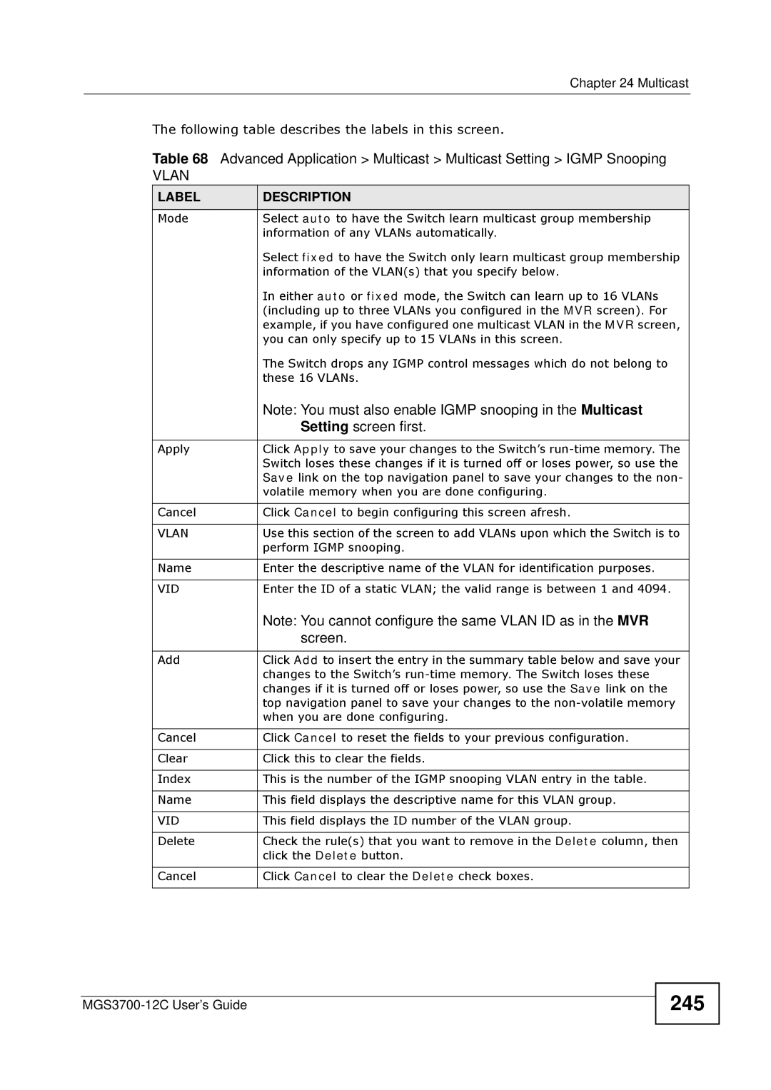 ZyXEL Communications metrogigabit switch manual 245, Setting screen first, Screen 