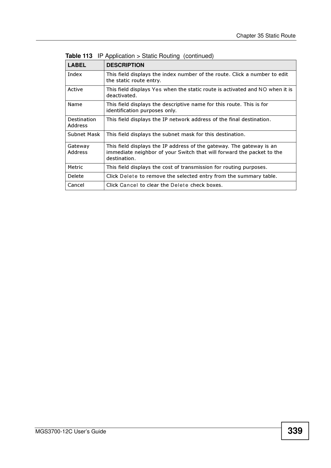 ZyXEL Communications metrogigabit switch manual 339 