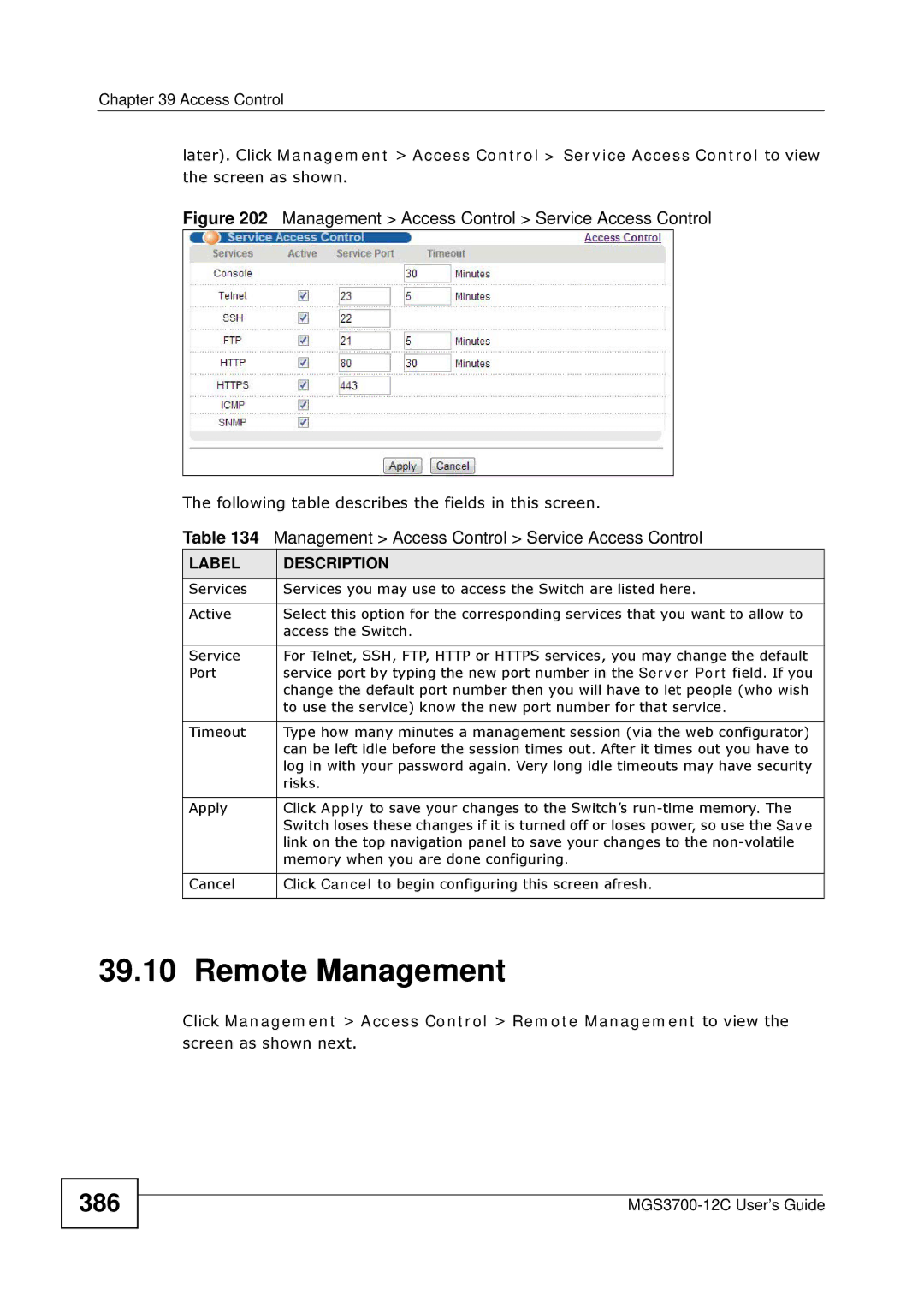 ZyXEL Communications metrogigabit switch manual Remote Management, 386 