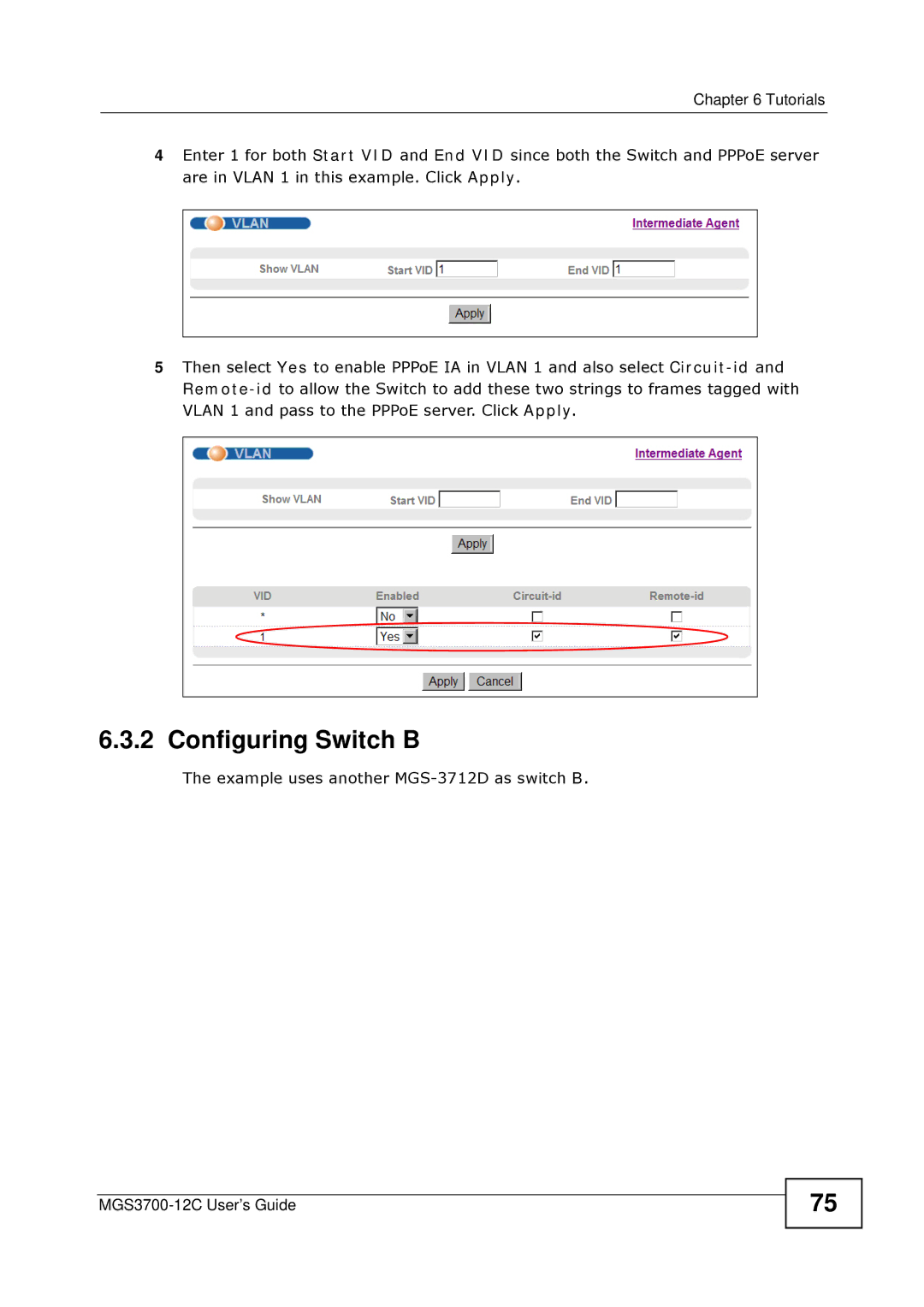 ZyXEL Communications metrogigabit switch manual Configuring Switch B 