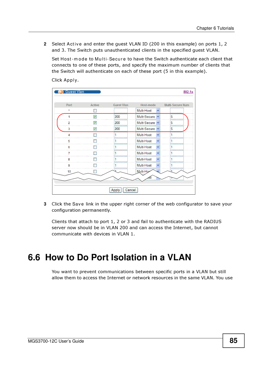 ZyXEL Communications metrogigabit switch manual How to Do Port Isolation in a Vlan 