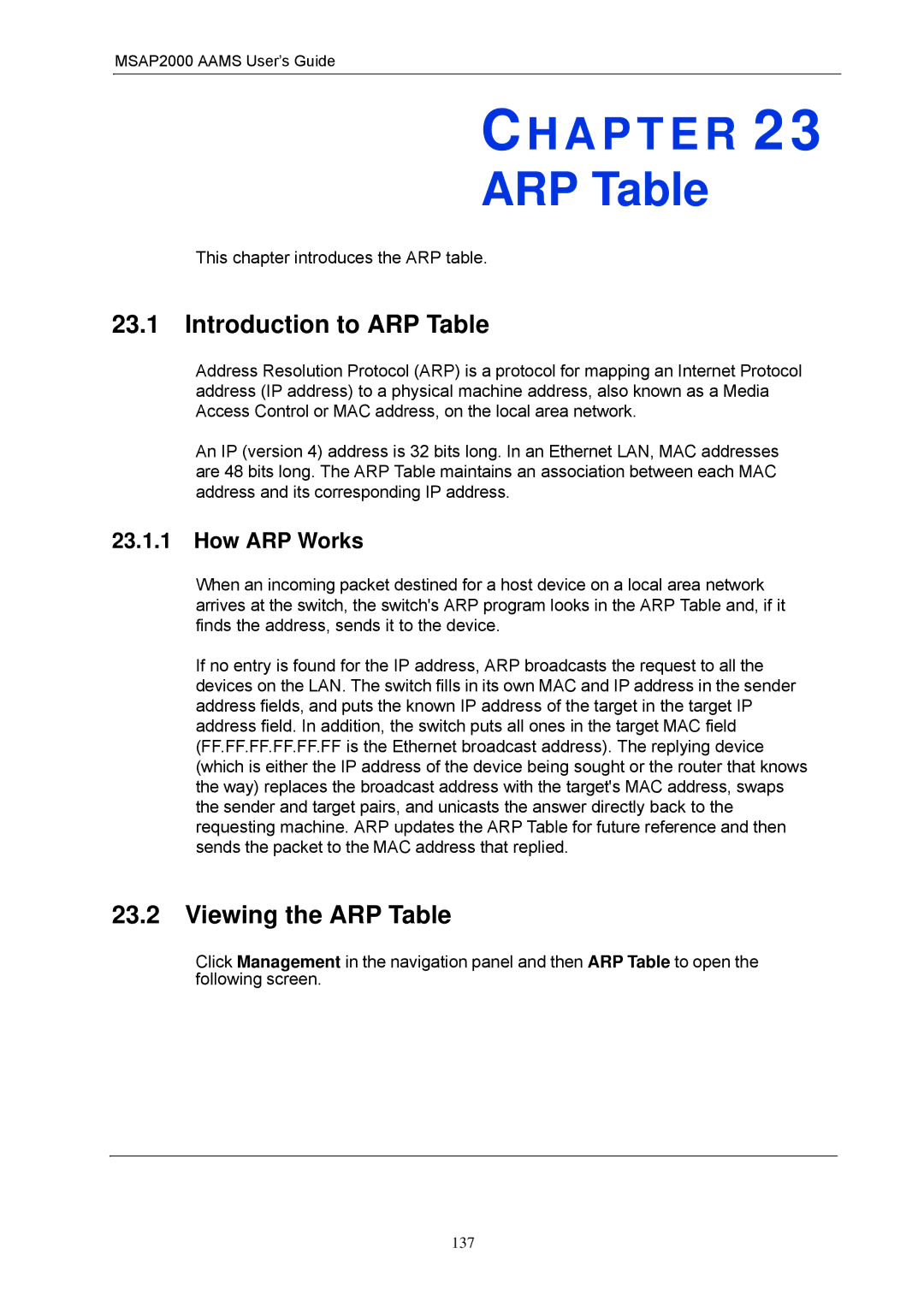 ZyXEL Communications MSAP2000 manual Introduction to ARP Table, Viewing the ARP Table, How ARP Works 