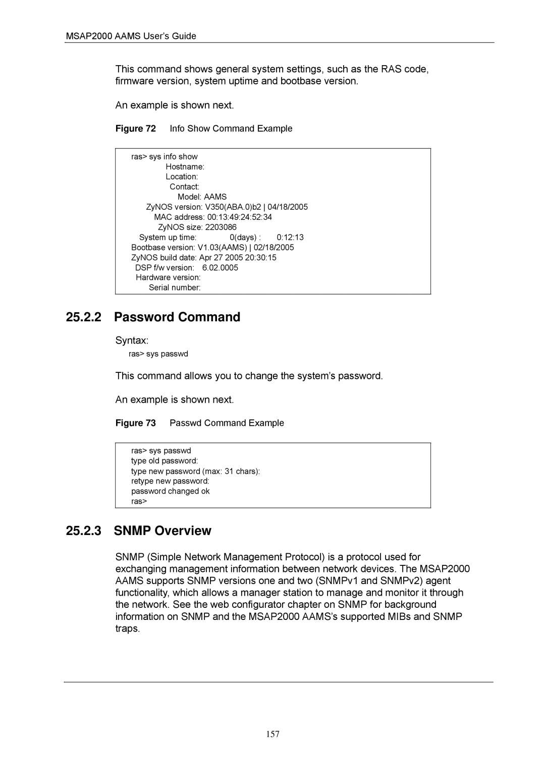 ZyXEL Communications MSAP2000 manual Password Command, Snmp Overview 