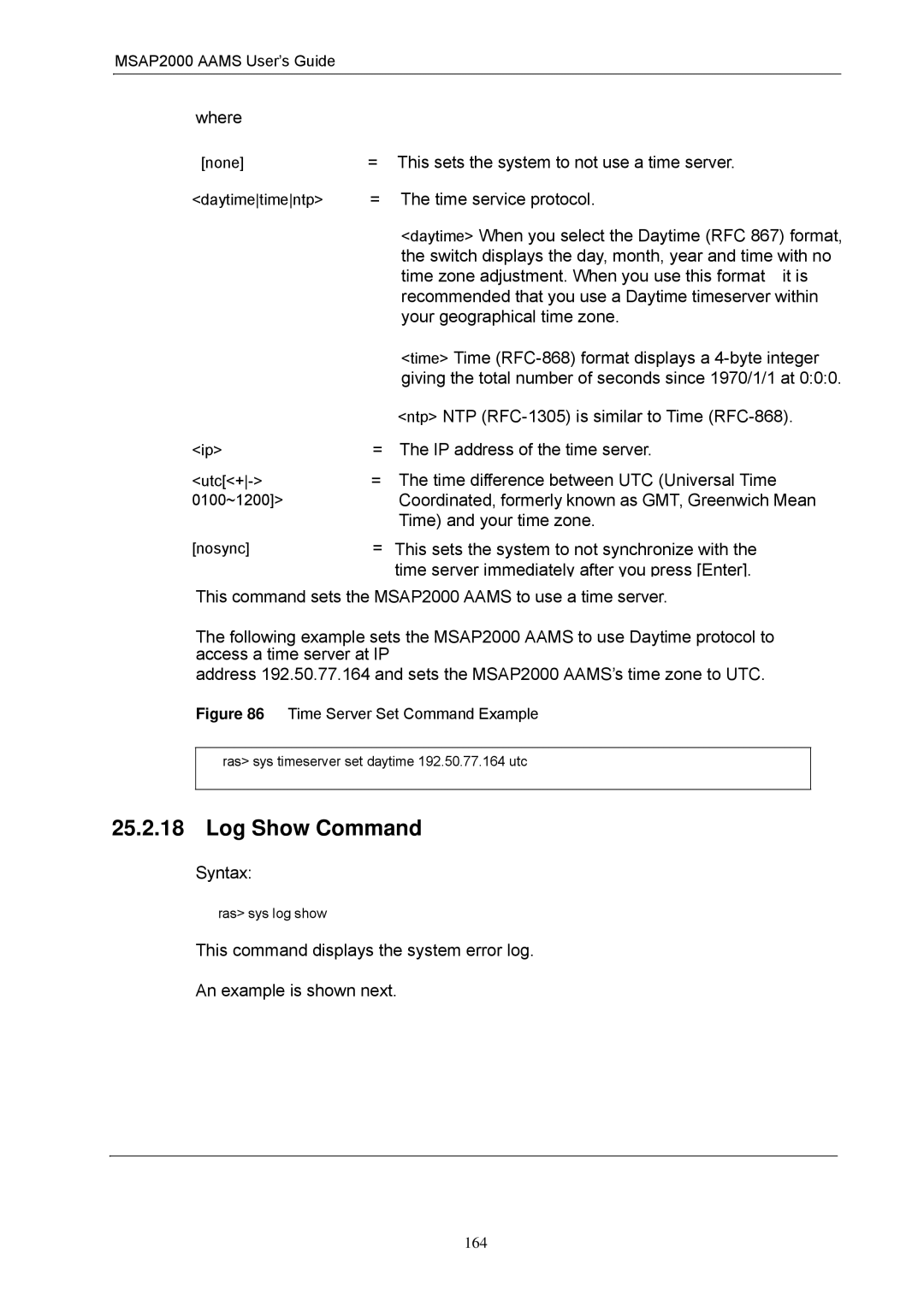 ZyXEL Communications MSAP2000 manual Log Show Command 