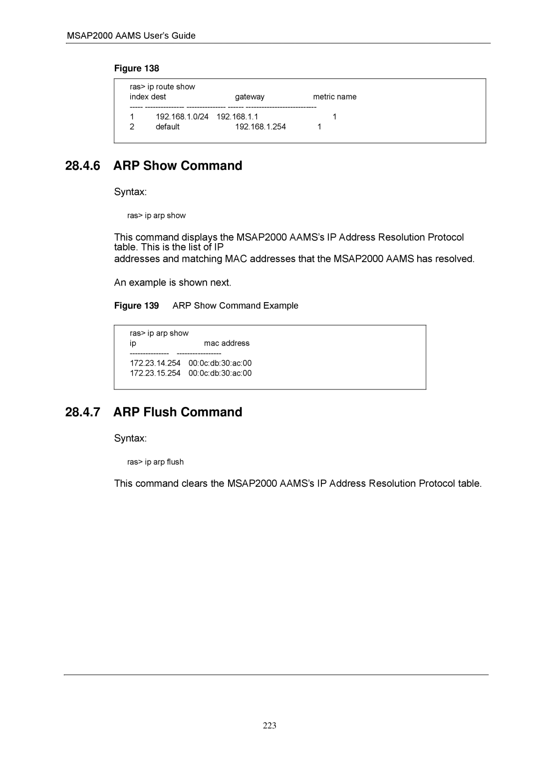 ZyXEL Communications MSAP2000 manual ARP Show Command, ARP Flush Command 