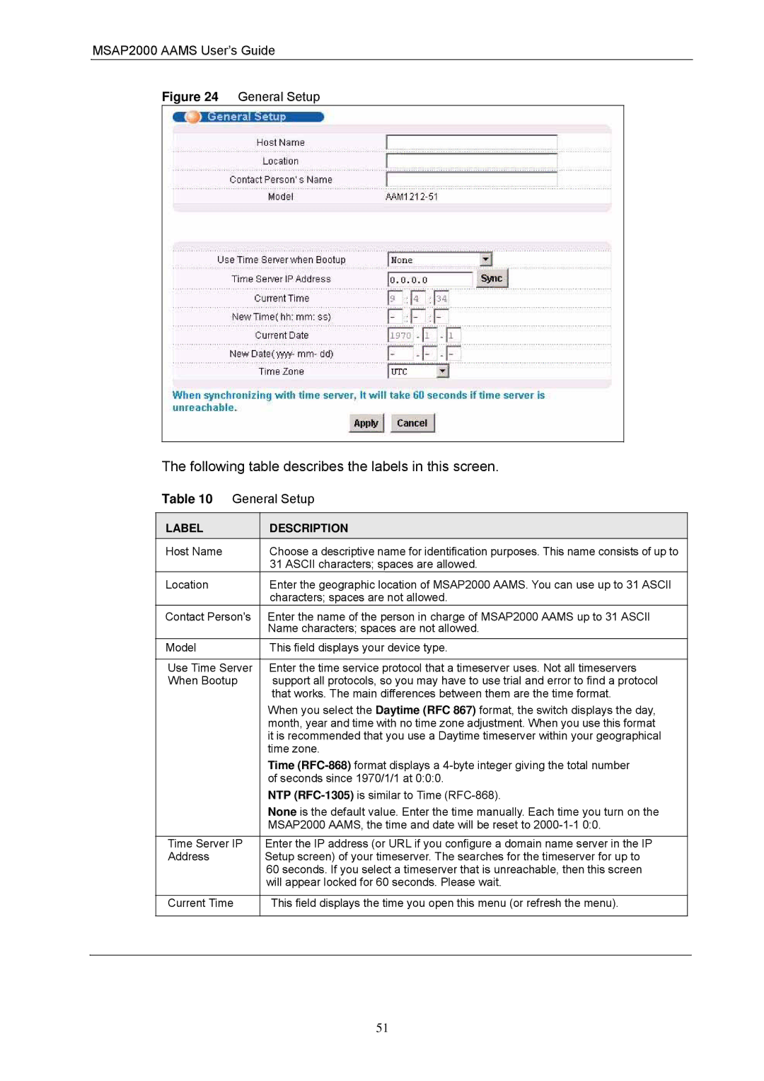 ZyXEL Communications MSAP2000 manual General Setup 