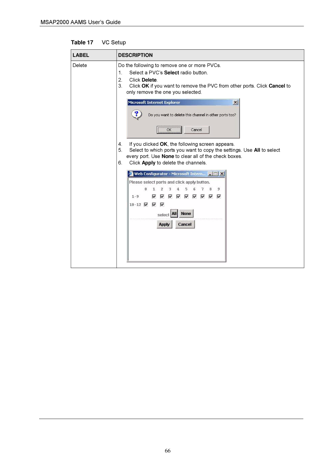 ZyXEL Communications manual MSAP2000 Aams User’s Guide VC Setup 