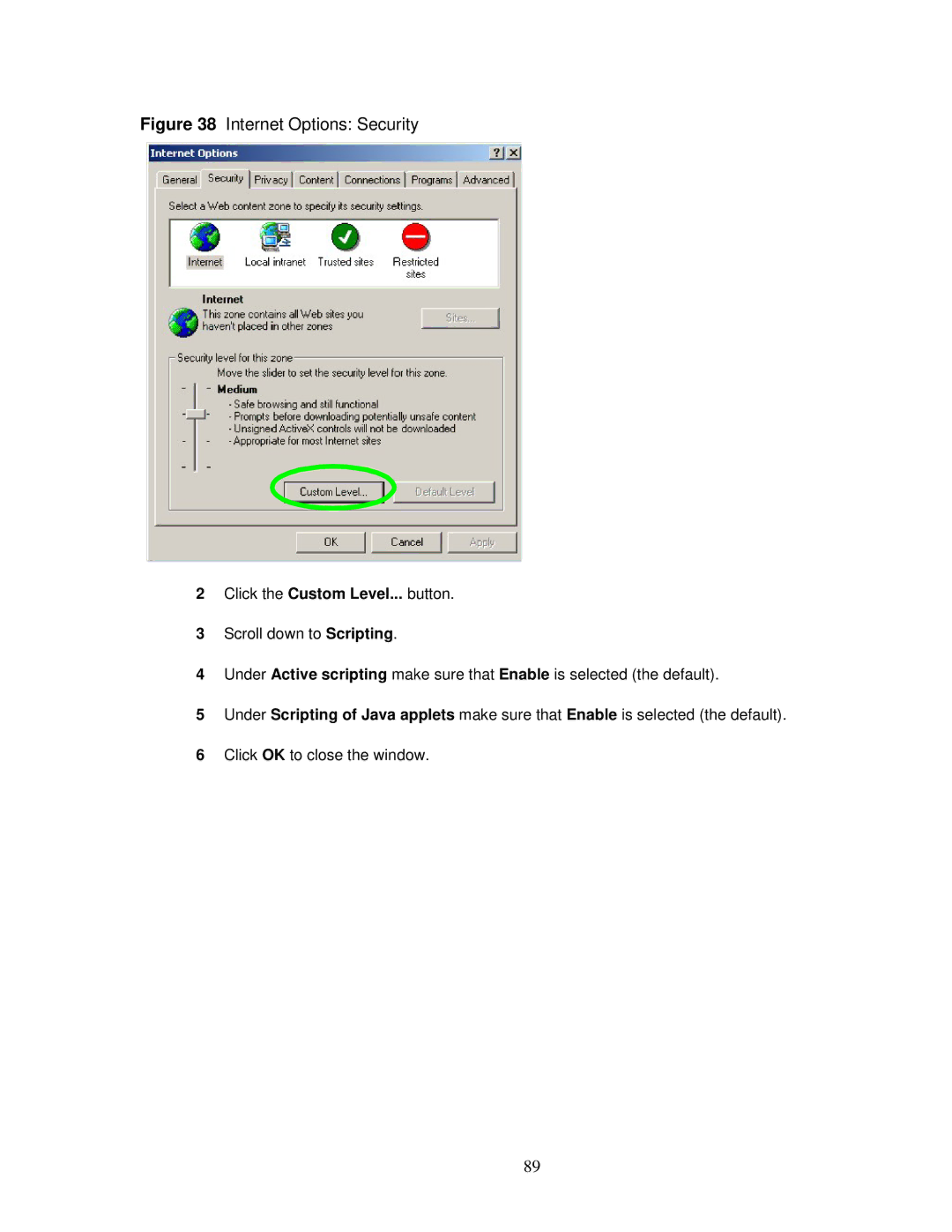 ZyXEL Communications MWR102 manual Internet Options Security 