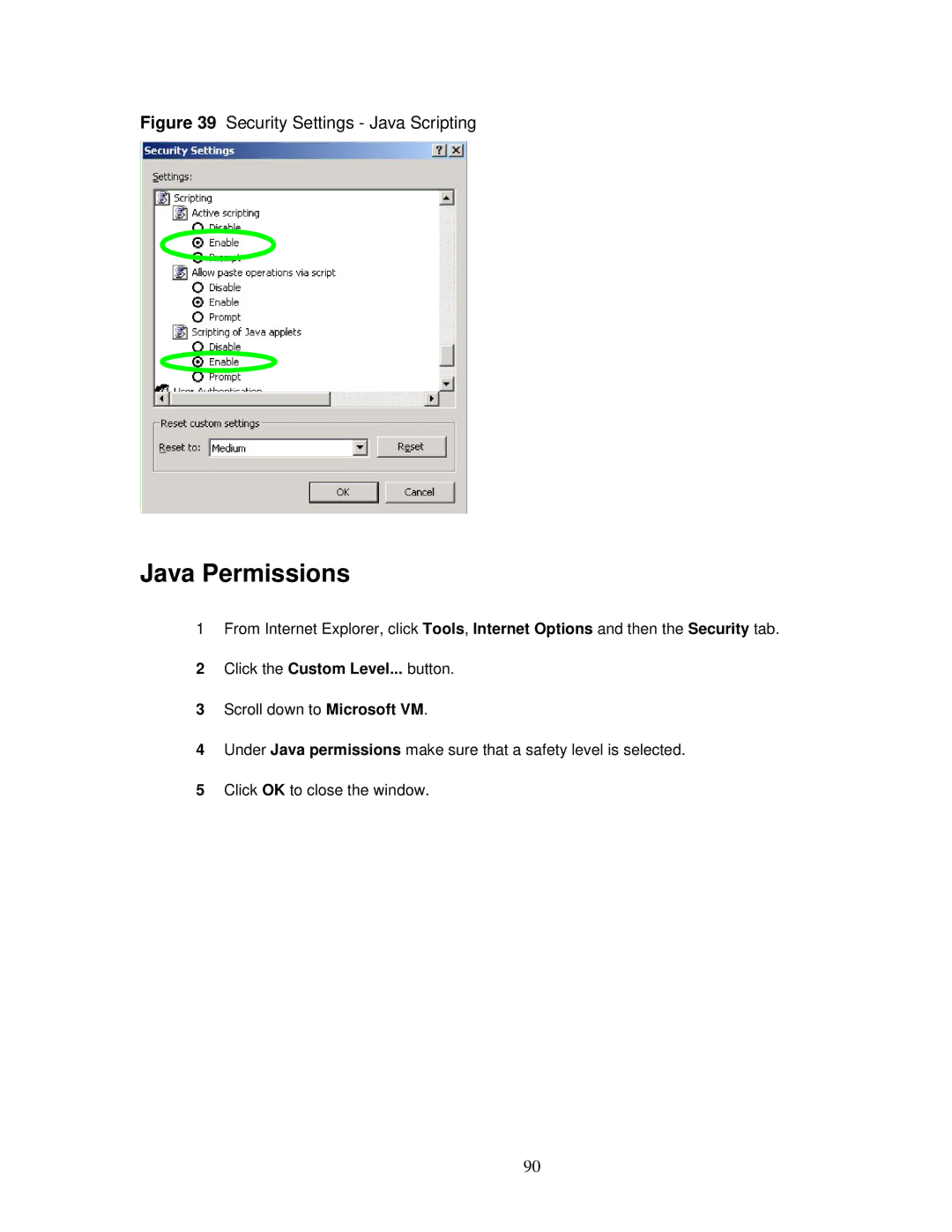 ZyXEL Communications MWR102 manual Java Permissions, Security Settings Java Scripting 