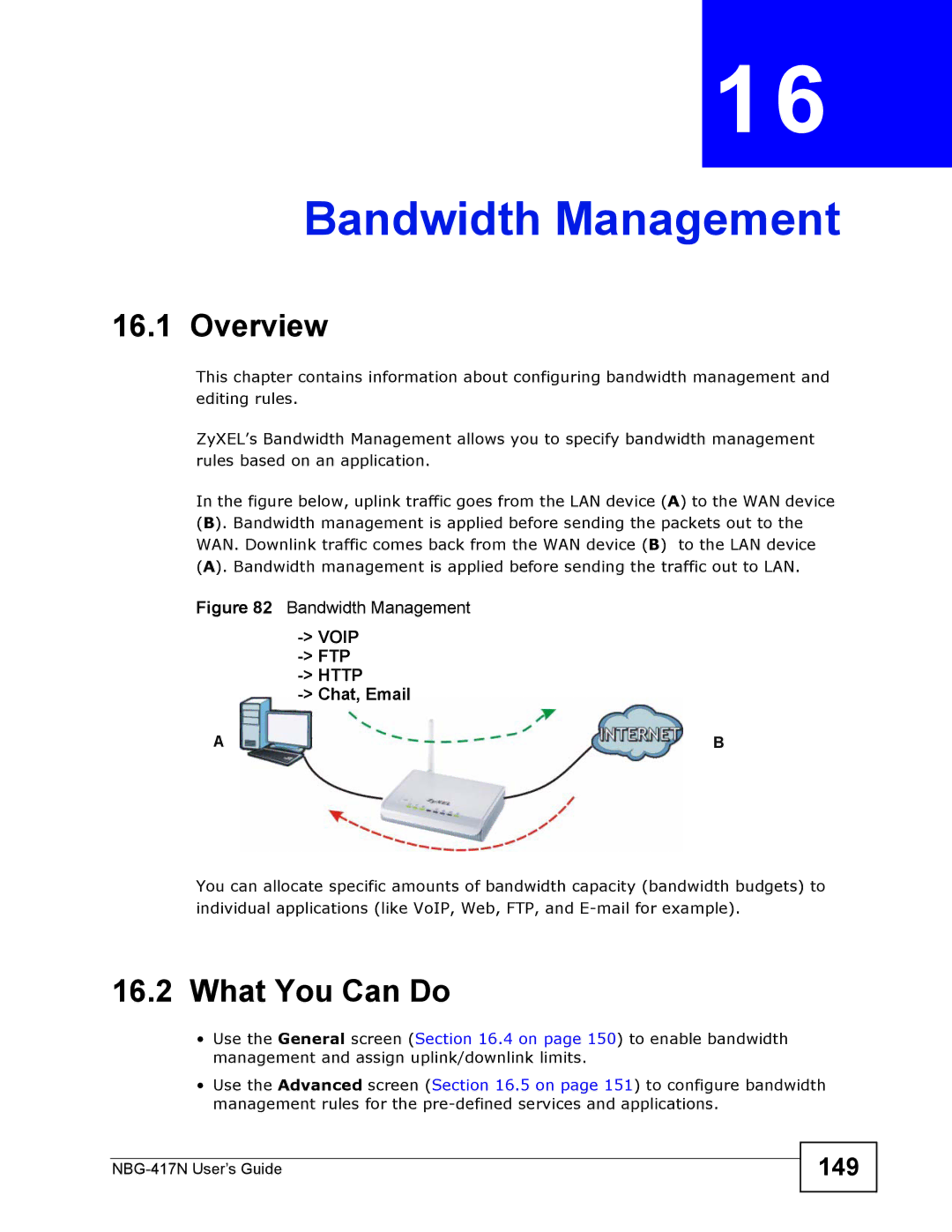 ZyXEL Communications NBG-417N manual Bandwidth Management, 149 