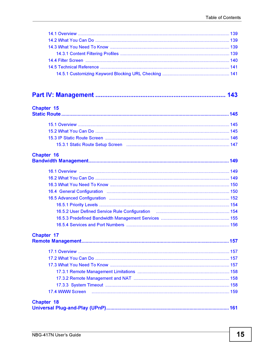 ZyXEL Communications NBG-417N manual 143 