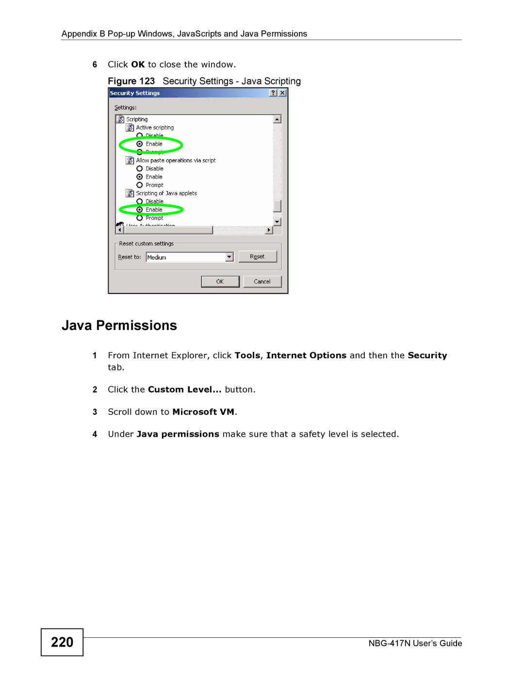 ZyXEL Communications NBG-417N manual Java Permissions, 220 