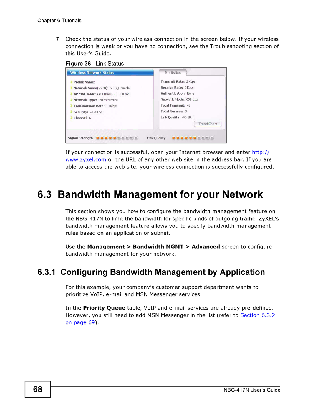 ZyXEL Communications NBG-417N manual Bandwidth Management for your Network, Configuring Bandwidth Management by Application 