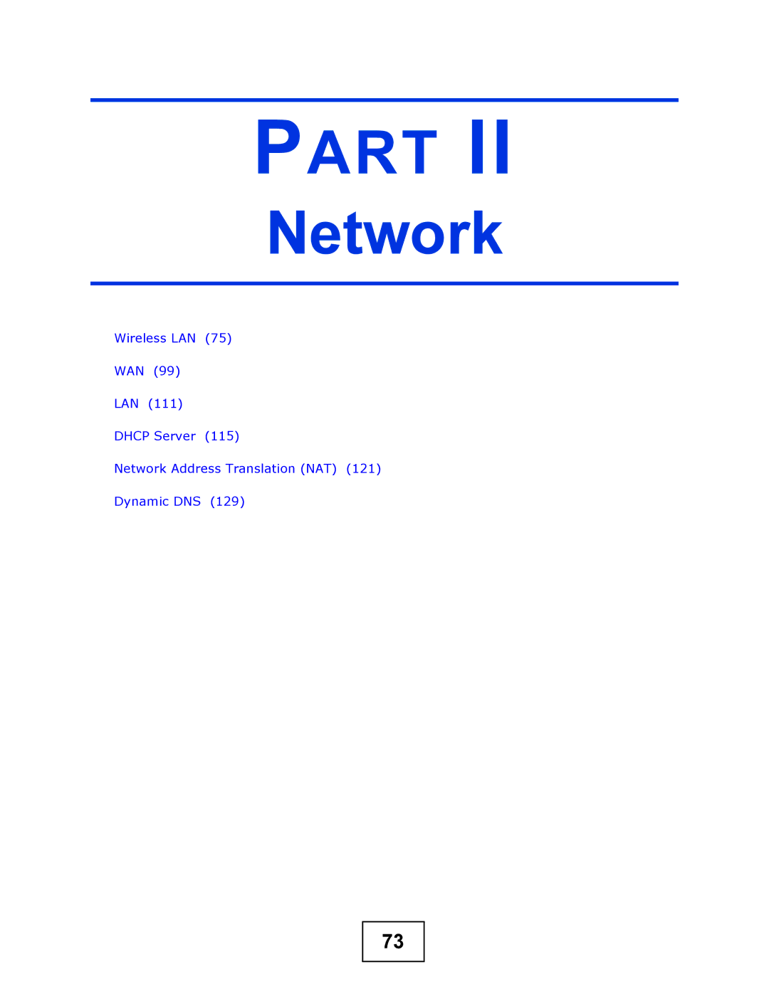 ZyXEL Communications NBG-417N manual Network 