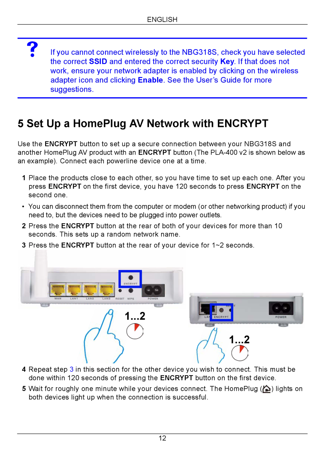 ZyXEL Communications NBG318S Series quick start Set Up a HomePlug AV Network with Encrypt 