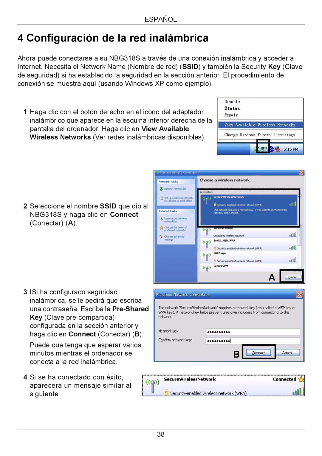 ZyXEL Communications NBG318S Series quick start Configuración de la red inalámbrica 