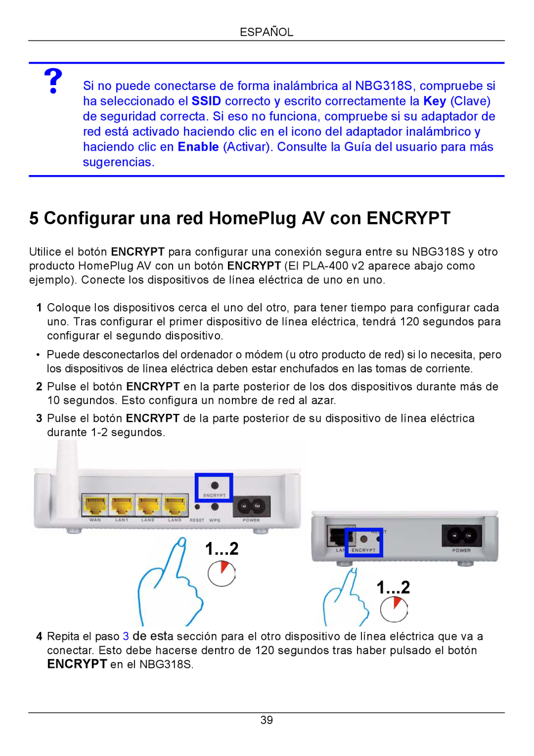 ZyXEL Communications NBG318S Series quick start Configurar una red HomePlug AV con Encrypt 